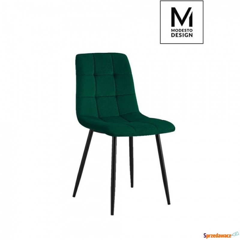 MODESTO krzesło CARLO zielone - welur, metal - Krzesła do salonu i jadalni - Chruszczobród