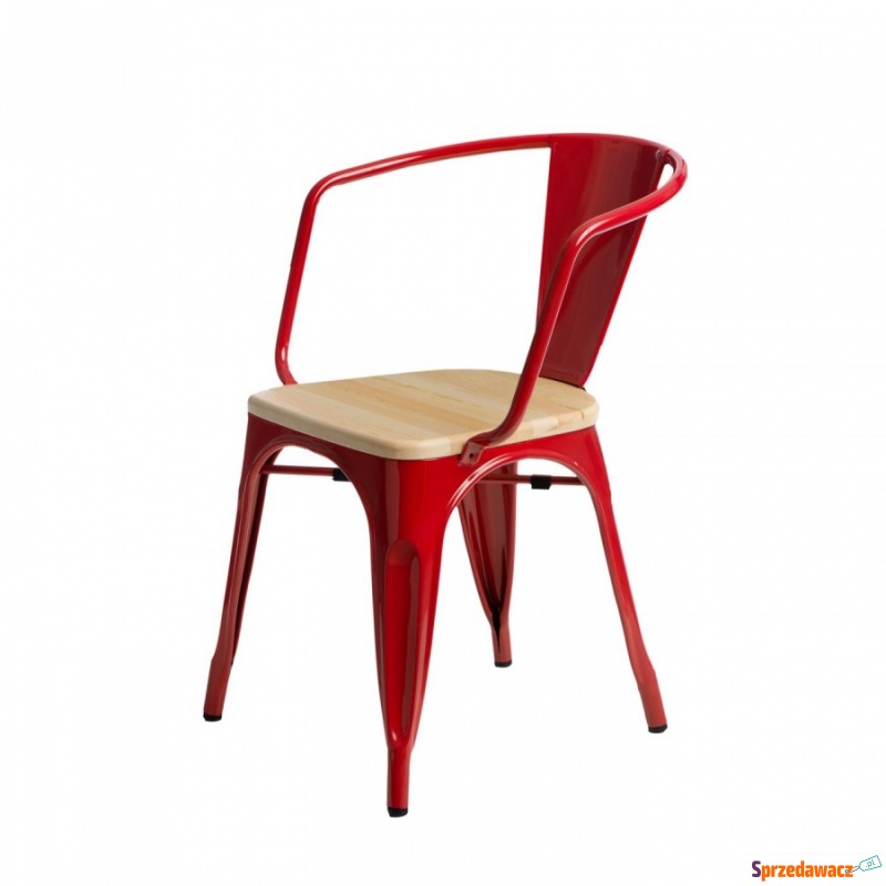 Krzesło Paris Arms Wood D2 czerwone/sosna naturalna - Krzesła do salonu i jadalni - Rutka-Tartak