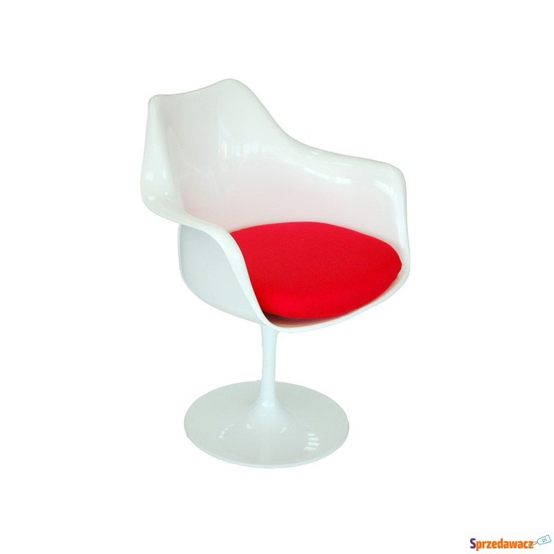 Krzesło TulAr białe/czerwona poduszka - Krzesła do salonu i jadalni - Łomża