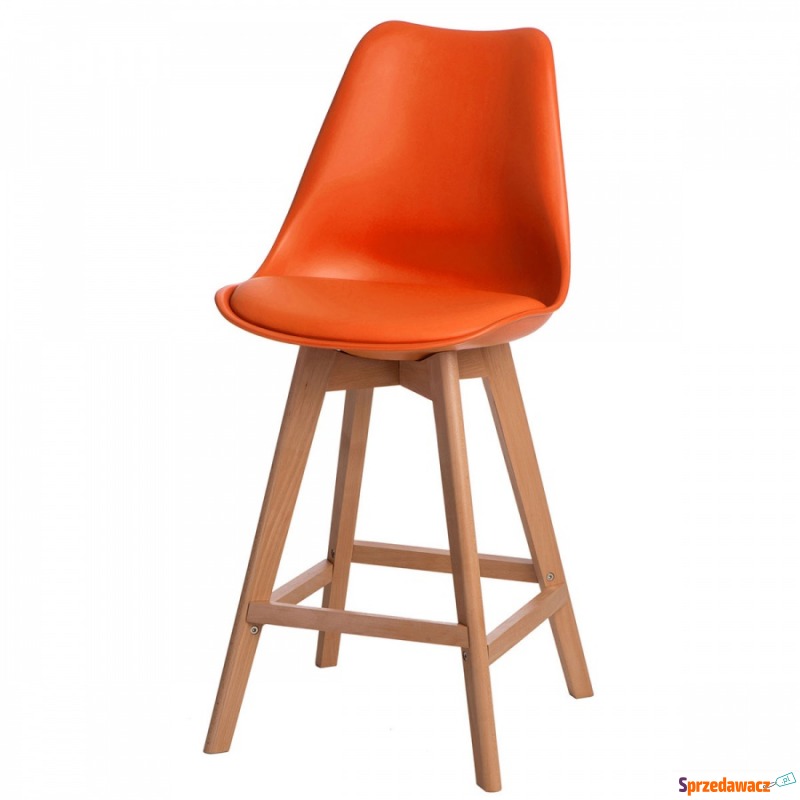 Krzesło barowe Norden wood low PP pomarańczowe - Taborety, stołki, hokery - Krotoszyn
