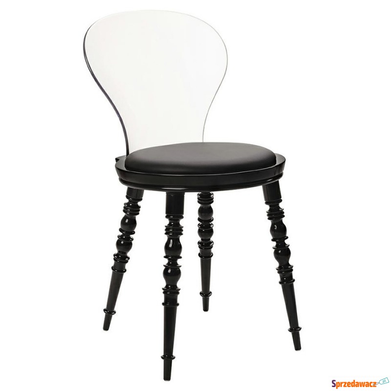 Krzesło SLIP czarne - polipropylen, skóra eko... - Krzesła do salonu i jadalni - Nowy Targ