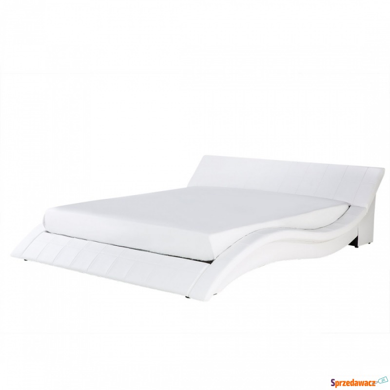 Łóżko skórzane 180x200 cm w kolorze białym -... - Łóżka - Bełchatów