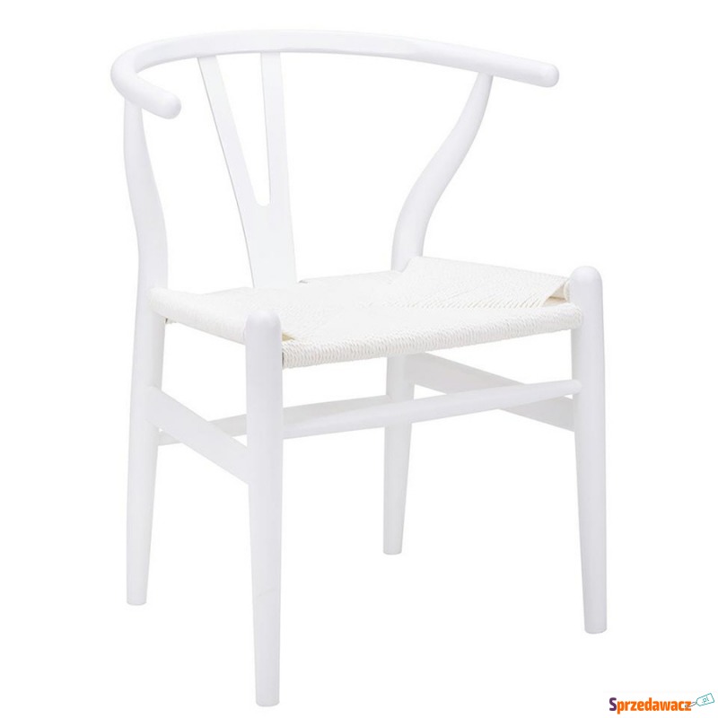 Krzesło WISHBONE białe - drewno bukowe, białe... - Krzesła do salonu i jadalni - Poznań