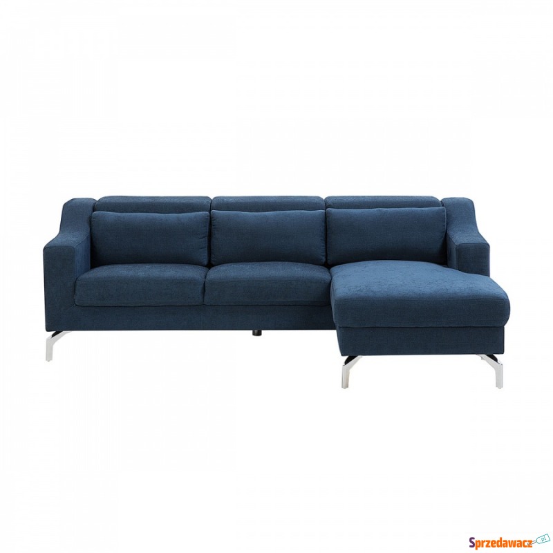 Sofa narożna tapicerowana ciemnoniebieska GLOSLI - Sofy, fotele, komplety... - Namysłów