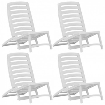 Składane krzesła plażowe, 4 szt., plastikowe, białe