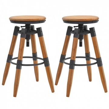 Regulowane krzesła barowe 2 szt. drewno jodłowe 53,5x53,5x79cm