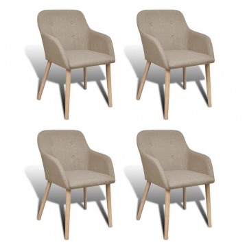 Krzesła do jadalni z dębową ramą 4 szt. materiałowe beżowe