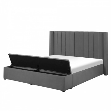 Łóżko welurowe z ławką 180 x 200 cm szare NOYERS