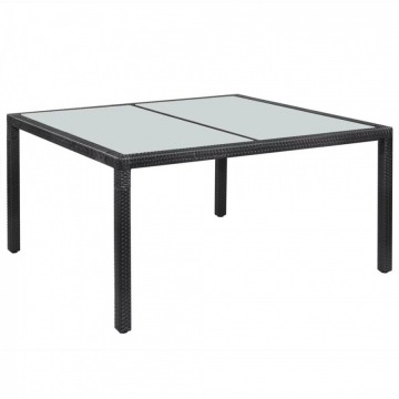 Stół jadalniany do ogrodu, rattan PE, 150x90x75 cm, czarny