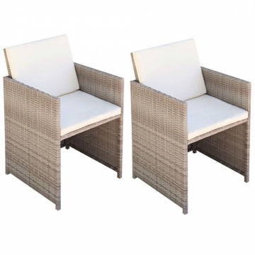 Krzesła ogrodowe z poduszkami, 2 szt., polirattan, beżowe