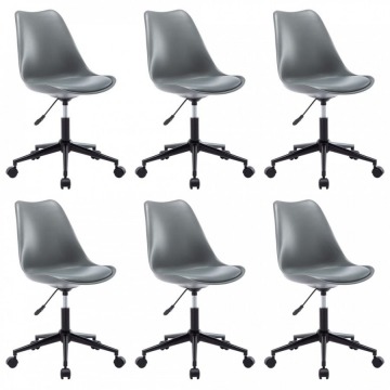 Obrotowe krzesła jadalniane, 6 szt., szare, sztuczna skóra
