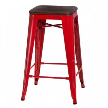 Krzesło barowe Paris Wood D2 65cm czerwone-sosna orzech