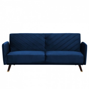 Sofa trzyosobowa welwet niebieska Genna