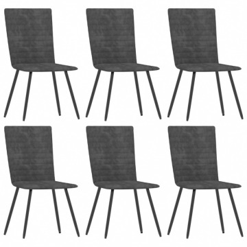 Krzesła stołowe, 6 szt., szare, aksamitne