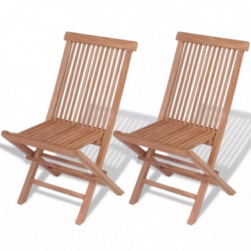 Składane krzesła ogrodowe, 2 szt., lite drewno tekowe
