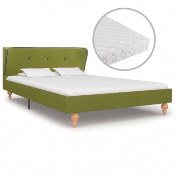 Łóżko z materacem, zielone, tkanina, 120 x 200 cm