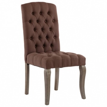 Krzesła stołowe 2 szt., brązowe, stylizowane na lniane, tkanina