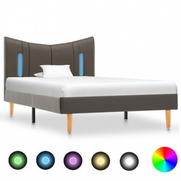 Rama łóżka z LED, antracytowa, sztuczna skóra, 90 x 200 cm