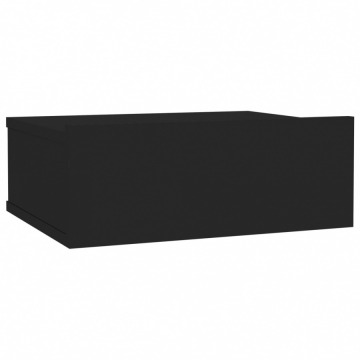 Wisząca szafka nocna, czarna, wysoki połysk, 40x30x15 cm