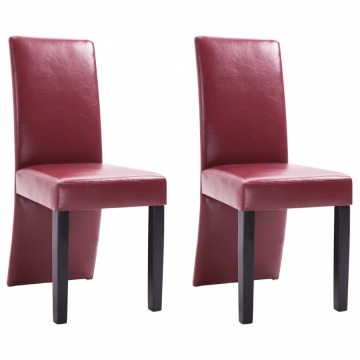 Krzesła stołowe, 2 szt., winna czerwień, sztuczna skóra