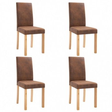 Krzesła stołowe, 4 szt., brązowe, sztuczna skóra zamszowa