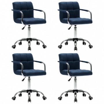 Obrotowe krzesła do jadalni, 4 szt., niebieskie, tkanina
