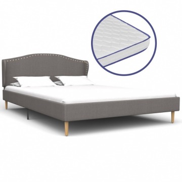 Łóżko z materacem memory, jasnoszare, tkanina, 140x200 cm