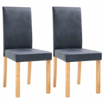 Krzesła stołowe, 2 szt., szare, sztuczna skóra