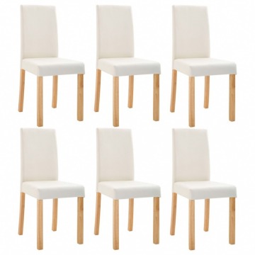 Krzesła jadalniane, 6 szt., kremowe, sztuczna skóra