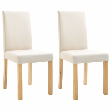 Krzesła stołowe, 2 szt., kremowe, tapicerowane tkaniną