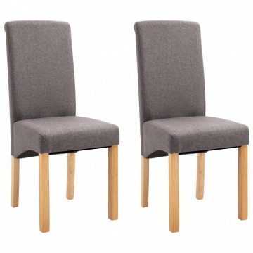 Krzesła stołowe, 2 szt., kolor taupe, tapicerowane tkaniną