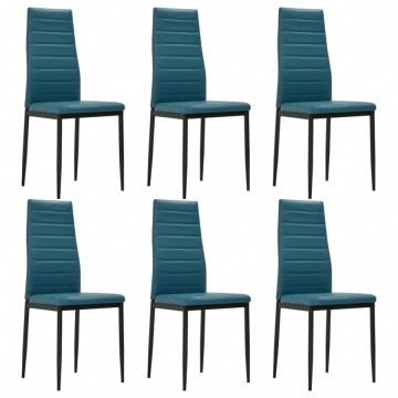 Krzesła jadalniane, 6 szt., morski błękit, sztuczna skóra