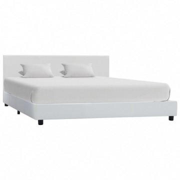 Rama łóżka, biała, sztuczna skóra, 120 x 200 cm