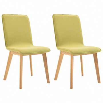 Krzesła stołowe, 2 szt., zielone, tkanina i lity dąb