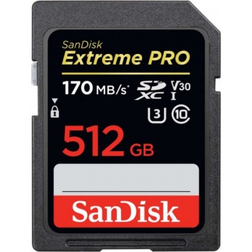 SanDisk SDXC 512GB Extreme Pro 170/90 MB/s V30 UHS-I U3