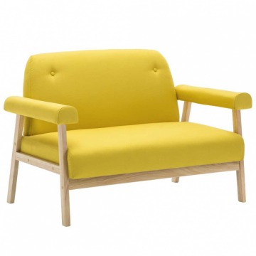 Sofa 2-osobowa tapicerowana tkaniną żółta