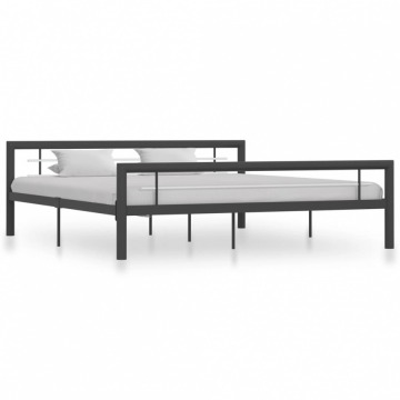 Rama łóżka, szaro-biała, metalowa, 180x200 cm