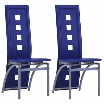 Krzesła do jadalni 2 szt. niebieskie sztuczna skóra