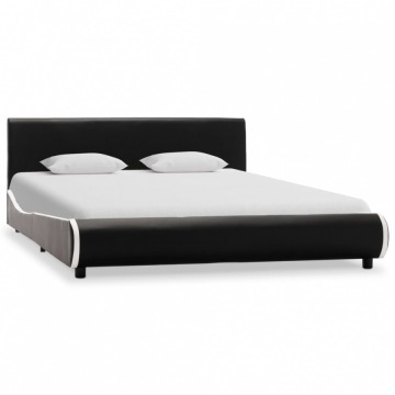Rama łóżka, czarna, sztuczna skóra, 120 x 200 cm