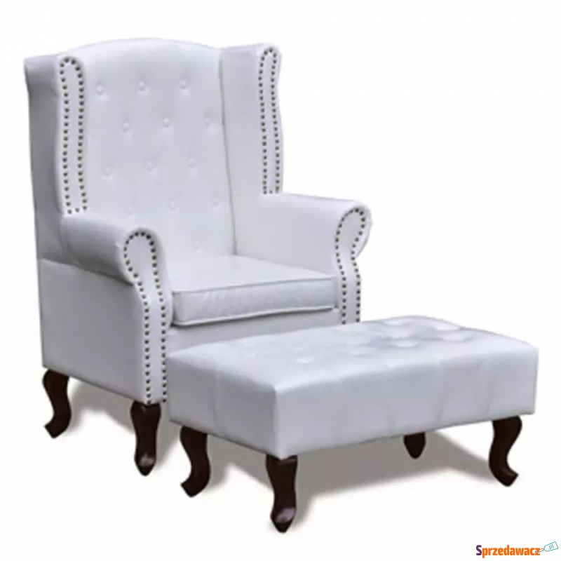 Fotel z podłokietnikami i podnóżkiem biały - Krzesła biurowe - Łapy