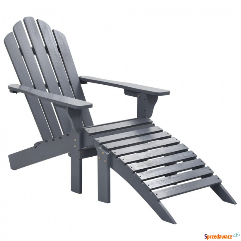 Fotel ogrodowy z podnóżkiem, drewniany, szary - Krzesła ogrodowe - Legionowo