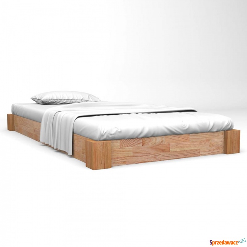 Rama łóżka z litego drewna dębowego, 140 x 200... - Łóżka - Gniezno