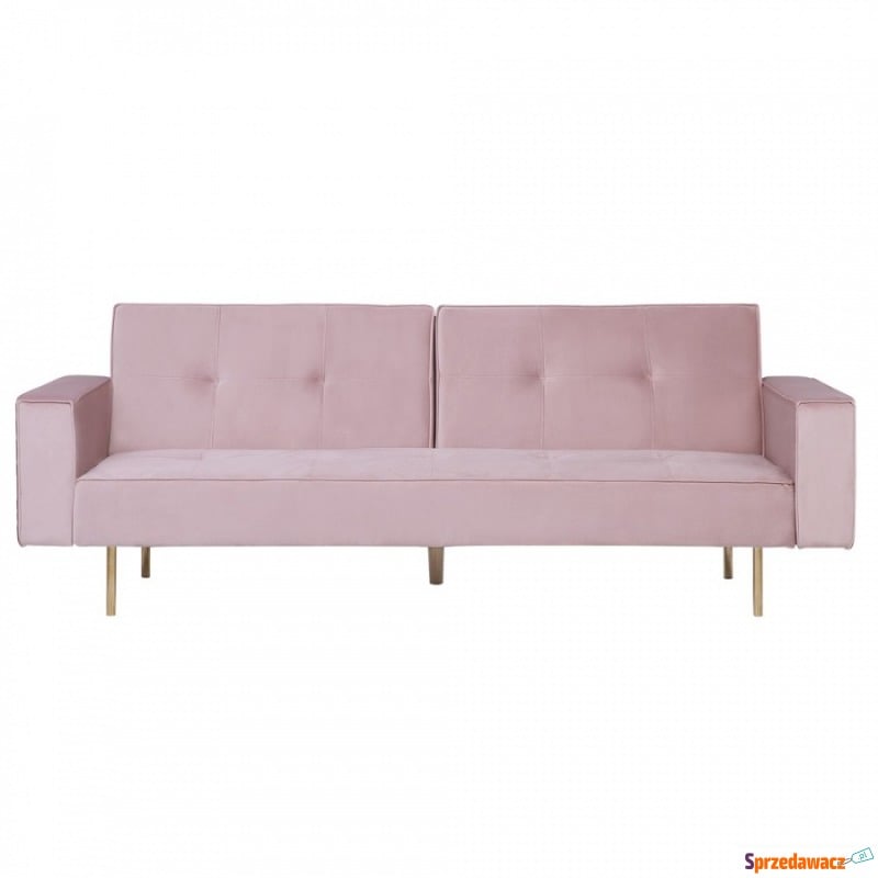 Sofa rozkładana welurowa różowa VISNES - Sofy, fotele, komplety... - Gliwice