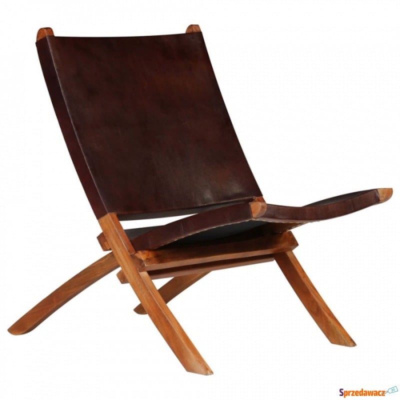 Fotel z prawdziwej skóry, 59 x 72 x 79 cm, brązowy - Sofy, fotele, komplety... - Łomża