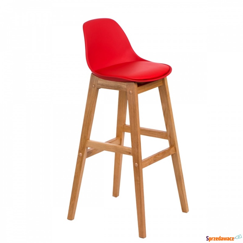 Krzesło barowe D2 Norden Wood czerwone - Taborety, stołki, hokery - Leszno