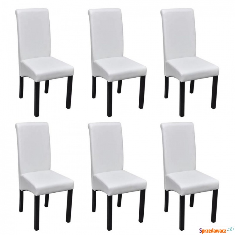 Krzesła do jadalni ze sztucznej skóry 6 szt. białe - Krzesła do salonu i jadalni - Świecie