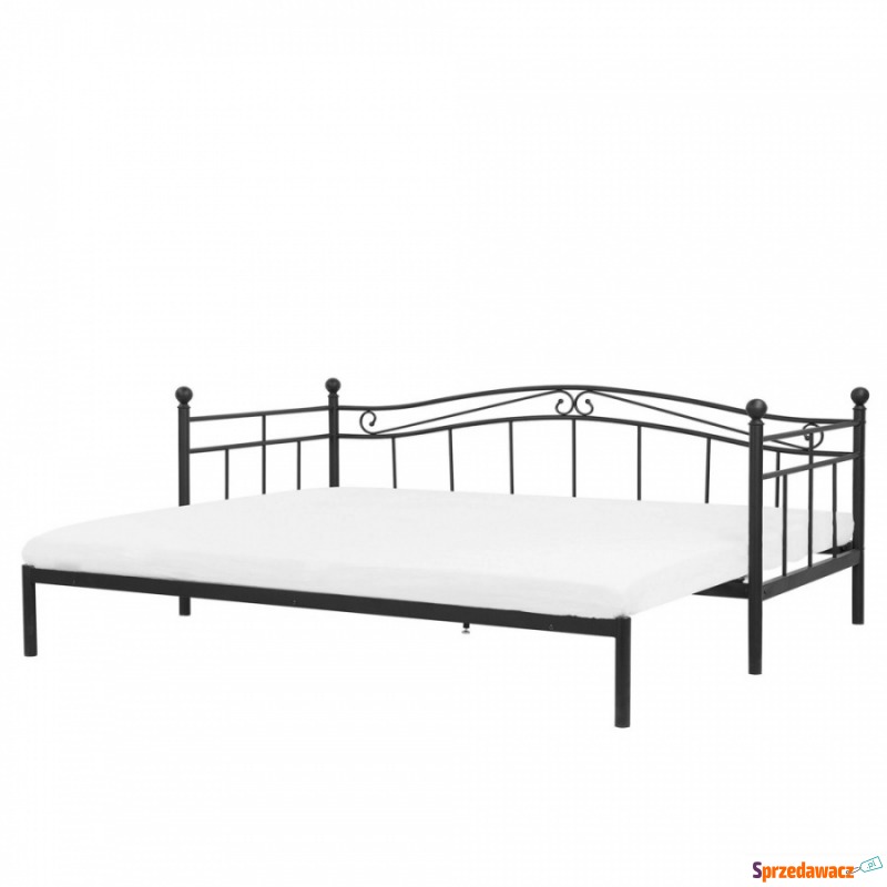 Łóżko wysuwane metalowe 80 x 200 cm czarne TULLE - Łóżka - Dębica