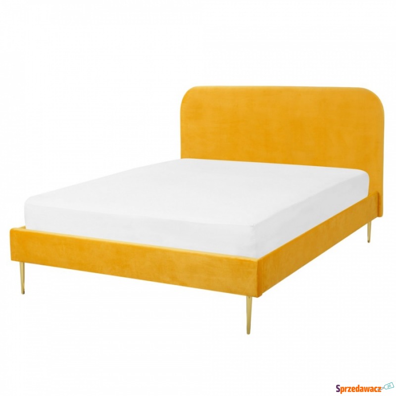 Łóżko welurowe 160 x 200 cm żółte FLAYAT - Łóżka - Rogoźnik