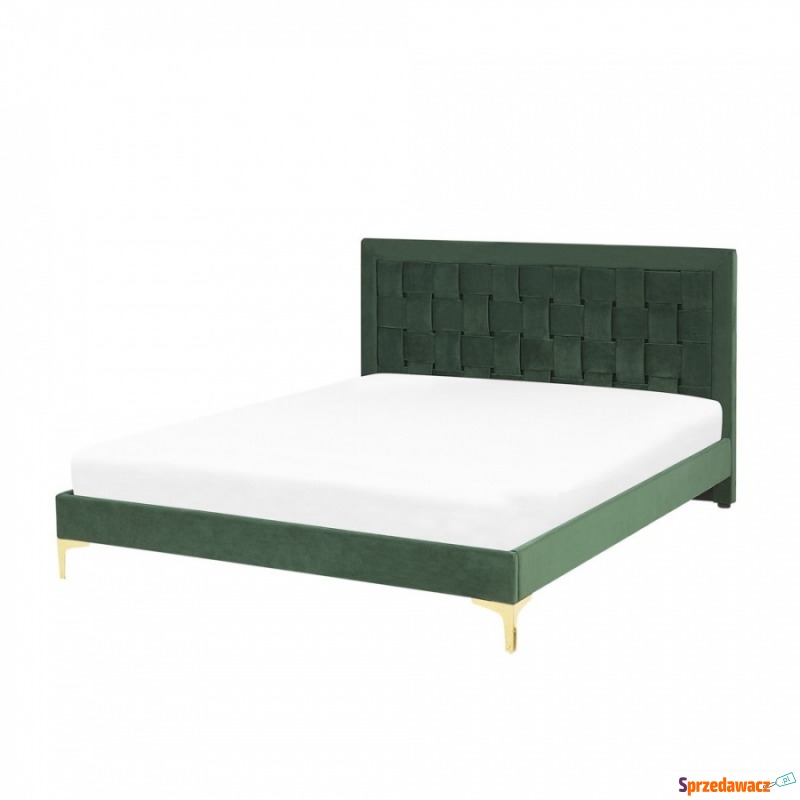 Łóżko welurowe 140 x 200 cm zielone LIMOUX - Łóżka - Otwock