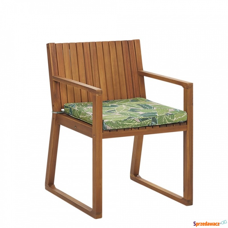 Krzesło ogrodowe drewniane z poduszką zieloną... - Krzesła ogrodowe - Zabrze